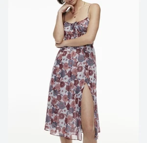 Aritzia, Wilfred, Genua Midikleid, geblümt weinrot Gr. Large - Bild 1 von 9