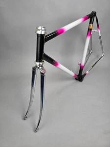 Rahmen Set Dancelli pink Black weiß 55 cm Columbus Campagnolo vintage steel ITA - Bild 1 von 22