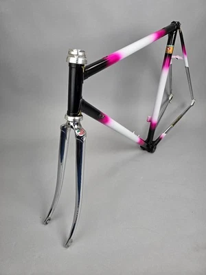 Rahmen Set Dancelli pink Black weiß 55 cm Columbus Campagnolo vintage steel ITA - Bild 1 von 4