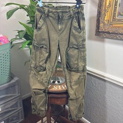 Pantalones holgados Free People We The Free Can't Compare - Verde oliva lavado ácido - M Foto 1 de 4