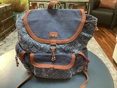 The Sak Mochila Bolsa de Libro Bolso de Viaje Azul Marrón/Rosa Forro Hippie Bolso-¡EXCELENTE ESTADO! Foto 1 de 4