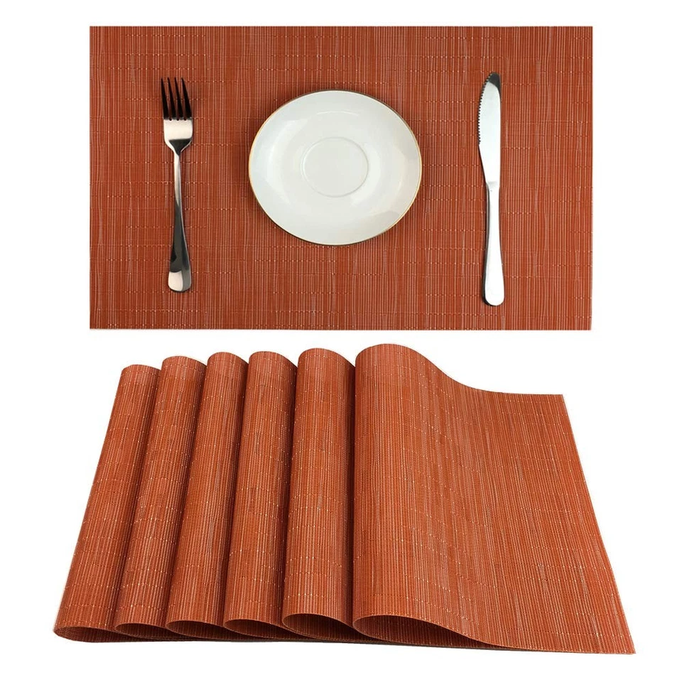 Red-A Placemats Set of 6 for Dining Table Heat-Resistant Washable Place Mats ...