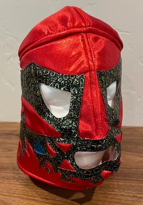 Youth Size WWF Style Wrestling Face Mask Red Double Dragon Foam Material NR MINT - Image 1 of 4