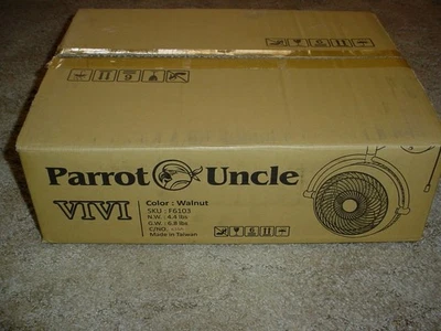 NEW PARROT UNCLE 8" Industrial Walnut Indoor Wall Mount Fan with Plug NIB F6103 - Image 1 of 4