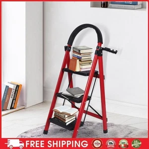 3 Step Folding Ladder Sturdy Steel Ladder 330lbs Capacity for Home RV Outdoor - Imagen 1 de 18