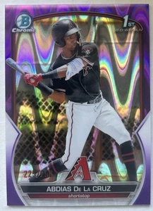 Abdias De La Cruz 2023 Bowman 1st Chrome Purple Raywave Refractor 225/250 BCP-34 - Picture 1 of 2