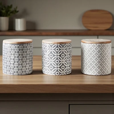 Set of 3 Tea Sugar and Coffee Storage Canister Jars - Image 1 of 3