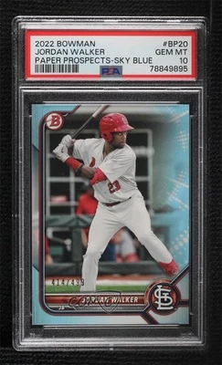 2022 Bowman Prospects Sky Blue Border /499 Jordan Walker #BP-20 PSA 10 GEM MT - Image 1 of 2