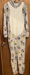 Looney Tunes Einteiler Reißverschluss Bugs Bunny Pyjama mit Kapuze Größe Erwachsene Small - Bild 1 von 7