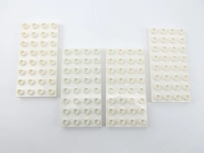 Lego Duplo Lot of 4 White Base Plates 4 x 8 Pegs Studs (2.5" x 5") - Image 1 of 3