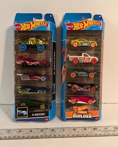 Hot Wheels Lot - 2022 New 5 Car Packs,2Total =10 Cars. Track Builder , X-Raycers - Picture 1 of 6