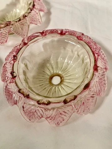 Vintage Italain/ Venetian Murano Hand Blown Smokey Pink Chandelier Cups Set of 3 Cover