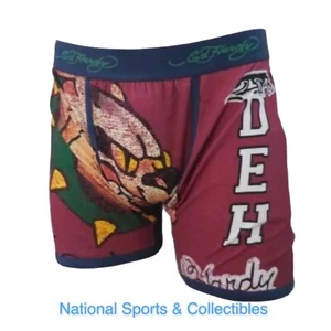 Ed Hardy Boxer Briefs Underwear Mens Small Bulldog Tattoo Print - Picture 1 of 3