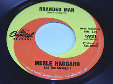 45 RPM Merle Haggard And The Strangers Branded Man Capital Vinyl Record 5931 EX