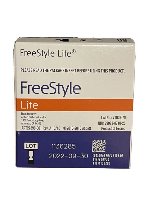 Freestyle Lite Blood Glucose Test Strips - 50 Count
