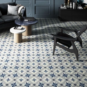 Full Tile Sample: Riviera Menton Star Blue Porcelain Moroccan Wall & Floor Tiles - Picture 1 of 3