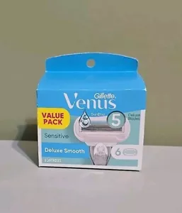 Gillette Venus SkinElixir Sensitive 5 Deluxe hoja lisa 6 cartuchos paquete económico - Imagen 1 de 3