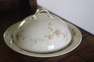 Theodore Haviland Limoges France Butter Dish Lid Insert Pink Flowers Blue Ribbon - Picture 1 of 13