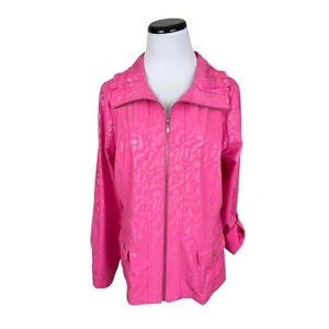 Laura Ashley Metallic Leopard Print Roll Tab Sleeve Lightweight Jacket Medium - Picture 1 of 7