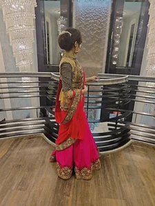 Pink gold lengha with gold choli - size Small - Picture 1 of 3