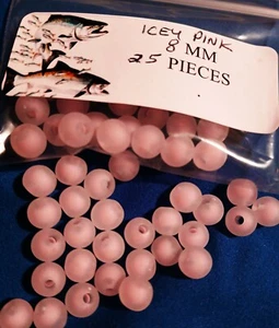 UV Fly Fishing Trout/Salmon/Steelhead 8mm 25ct frost pink beads - Picture 1 of 2