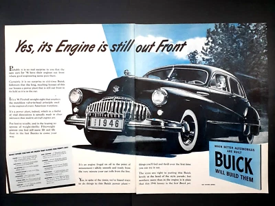 Buick car ad vintage 1945 original double page WWII victory bonds advertisement - Image 1 of 2