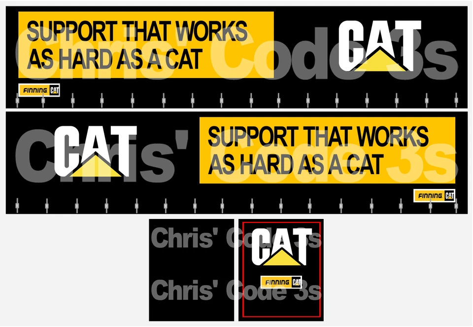 Code 3 Adhesive Vinyl Trailer Decals - CAT Finning - 1/50 1/76 1/148 1/87 1/64 - Image 1 of 1