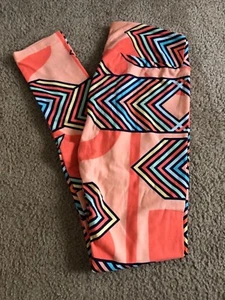 NEW LuLaRoe Leggings One Size OS Orange Sherbet Multi-Color Arrow Chevron Design - Picture 1 of 2