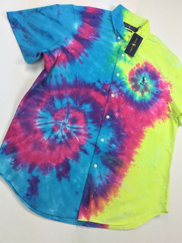 Polo Ralph Lauren Boy Logo Tie-dye Cotton Shirt Size 8