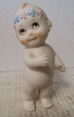 Muñeca Kewpie vintage de cerámica bisque Shackman con diadema de flores Foto 1 de 4