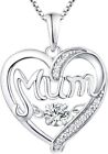 NEW Mum Necklace 925 Sterling Silver Heart White Gold Plated Christmas Gift Box