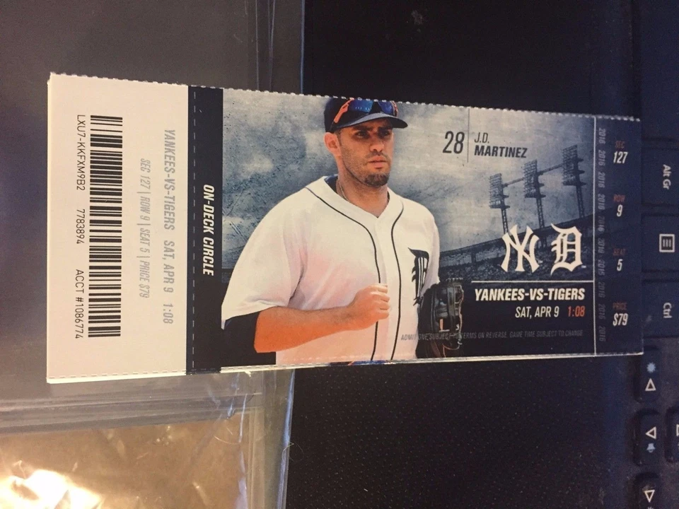 2016 DETROIT TIGERS VS NEW YORK YANKEES TICKET STUB 4/9 ALEX RODRIGUEZ HR #688 - Image 1 of 1