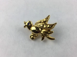 Vintage Bird Gold Tone Blue Jewel Eye Pin Brooch 1 1/4" x 1" - Picture 1 of 2