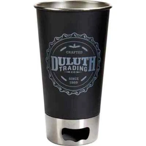 DULUTH TRADING COMPANY BIG SHOT EDELSTAHL METALL PINT GLAS mit FLASCHENÖFFNER NEU - Bild 1 von 8