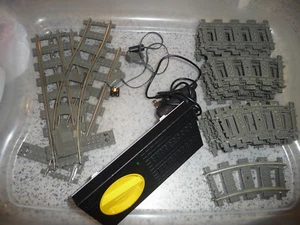 Lego BIG train track LOT almost 30 pieces - power, straight, curve, switch ! - Picture 1 of 13