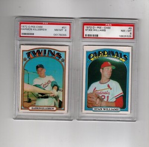 1972 OPC Harmon Killebrew #51 + Stan Williams #9; Both PSA graded 8; Rare Issues