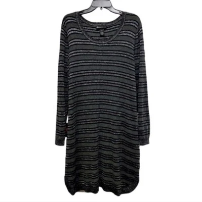 Lane Bryant Black Striped Metallic Long Sleeve Sweater Dress Women Plus Size 2X - Изображение 1 из 4