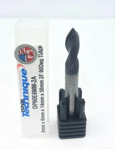 6 mm Hartmetall 2 Flöten 90 Grad Punktbohrer Fräse TiAlN (CB2-O) - Bild 1 von 3