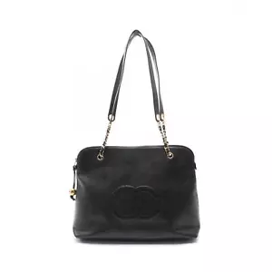 CHANEL Jumbo COCO Mark Schultertasche Leder genarbtes Kalbsleder schwarz gebr... - Bild 1 von 9