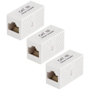 3x RJ45 Cat5e Inline Coupler Straight Network Cable Joiner Extender Cat 5e White - Picture 1 of 3
