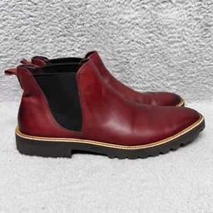 Ecco Incise Tailored Womens Size 10 Chelsea Ankle Boots Syrah Red Leather - Picture 1 of 10
