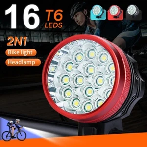 1x T6 LED Bicycle Light Front Set Headlight Lantern 16*LEDs For Bike Flashlight - Imagen 1 de 12
