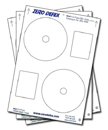 300 Zero Defex Matt Full Face CD / DVD Labels ZDL4004 - Image 1 of 1