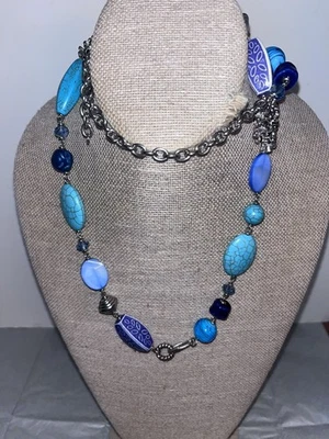 Collar Premier Designs Color Turquesa Arte Vidrio Lote R Foto 1 de 4