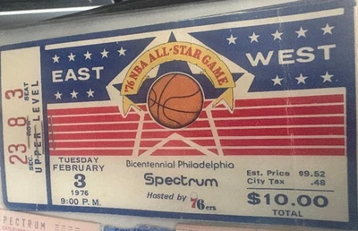 Boleto y programa del Juego de Estrellas de la NBA de 1976. Philadelphia Spectrum. Foto 1 de 4