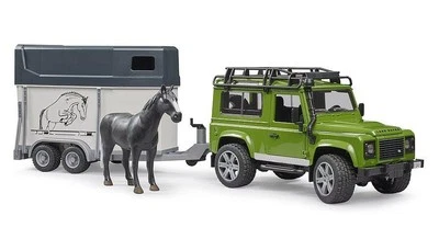 BRUDER Land Rover Defender with Horse Trailer & Horse - B102592 - FARM TOY - Image 1 of 4