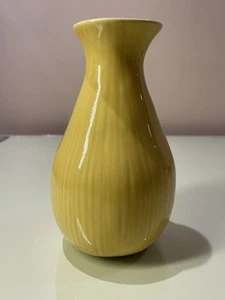 BARBRA EIGEN Signed 7” Crate & Barrel Carla BUD VASE Marigold Yellow Ceramic - Picture 1 of 9