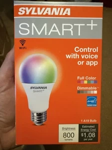 Sylvania Smart LED Light Bulb WIFI A19 9W 800 Lumens Full Color LED Dimmable - Picture 1 of 5