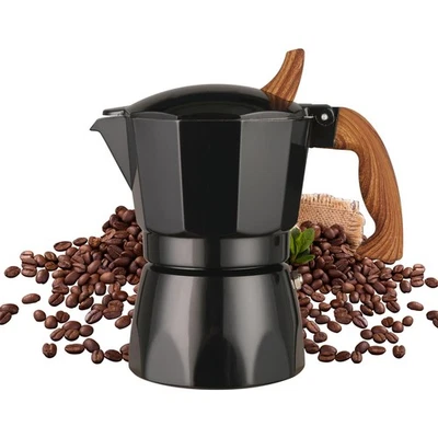 Cafeteira de espresso Moka Pot alumínio fogão italiano com alça de toque legal - Imagem 1 de 4