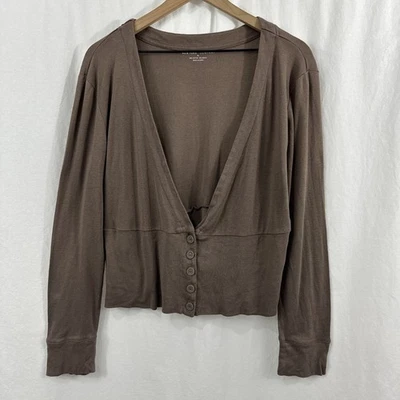 Cárdigan New York & Company Marrón Botón Cintura Manga Larga Mujer XL Y2K  Foto 1 de 4